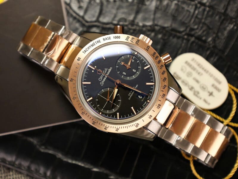 Omega Speedmaster 1957 Chronograph Two Tone Rose Gold Black Dial