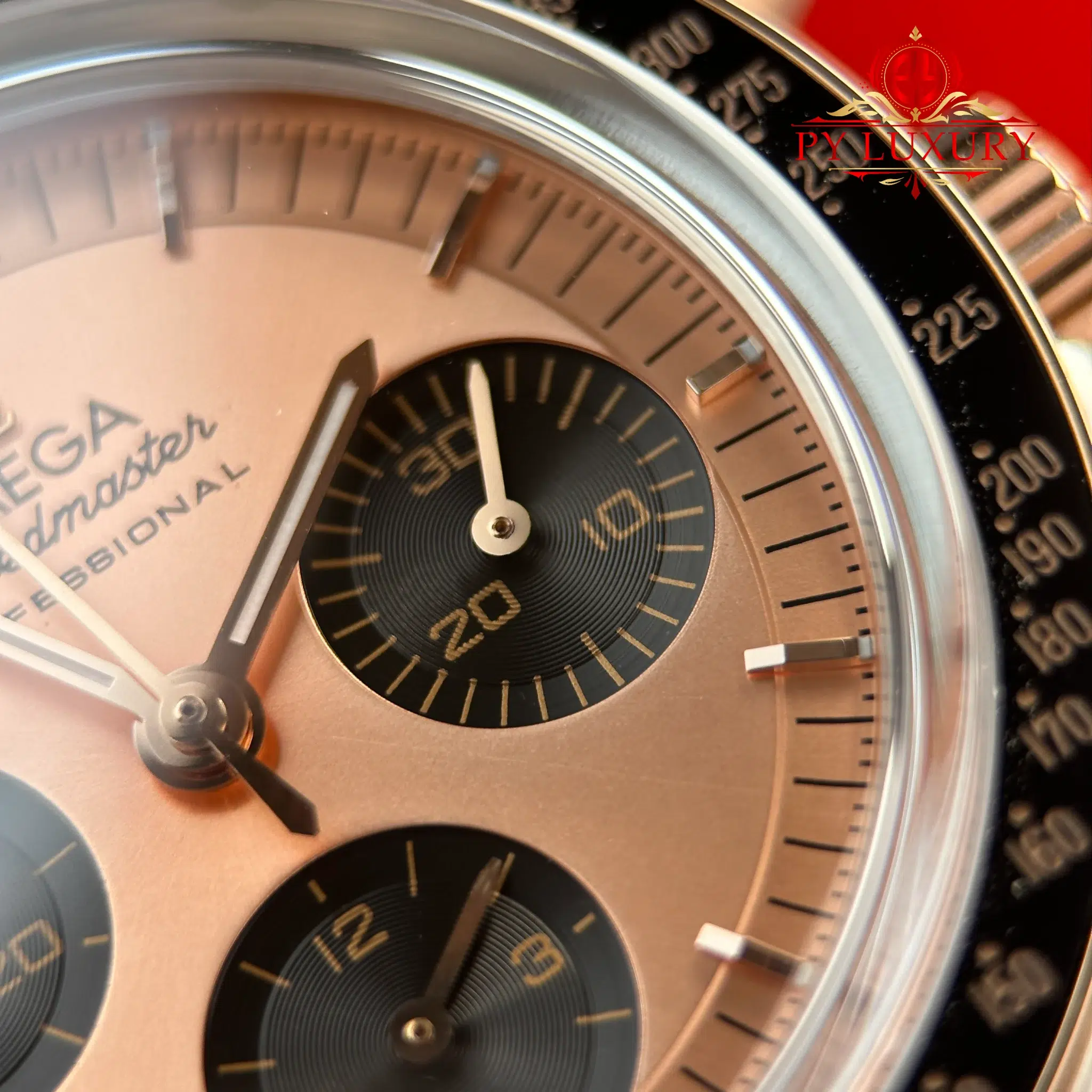 Omega Speedmaster Moonwatch Chronograph Two Tone Rose Gold Pink Dial Swiss Replica - 7