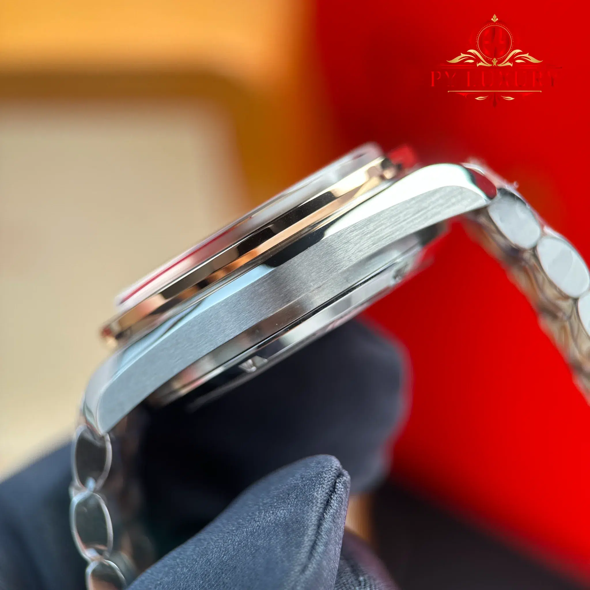 Omega Speedmaster Moonwatch Chronograph Two Tone Rose Gold Pink Dial Swiss Replica - 8