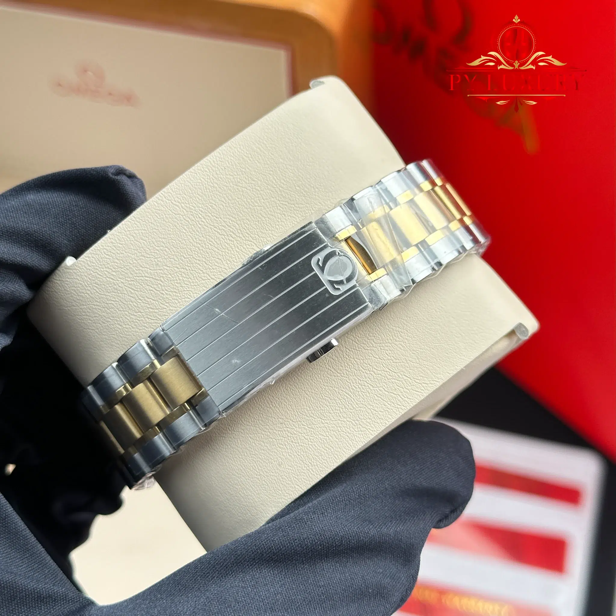 Omega Speedmaster Moonwatch Chronograph Two Tone Yellow Gold Silver Dial Swiss Replica N1F - 11