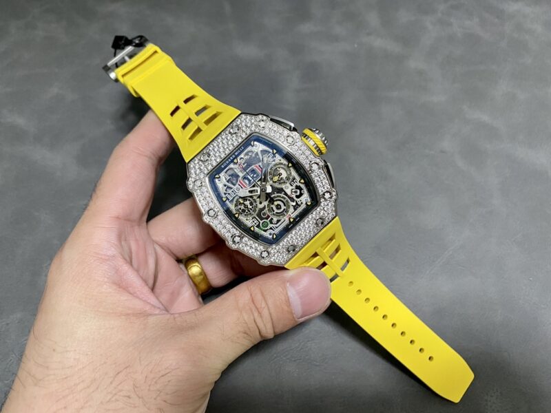 Richard Mille RM11-03 Flyback Chronograph Iced Out CZ Stones Best Replica