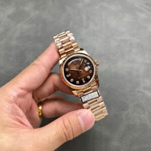 Đồng Hồ Rolex Day-Date 128235-0037 Mặt Nâu Ombré Cọc Số Đá 158g Rep 1:1 Cao Nhất QF 36mm