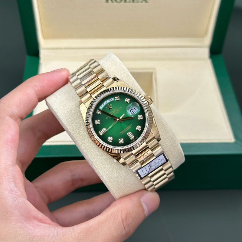 Rolex Day-Date 128238-0069 Yellow Gold Green Ombré Diamond-set Dial