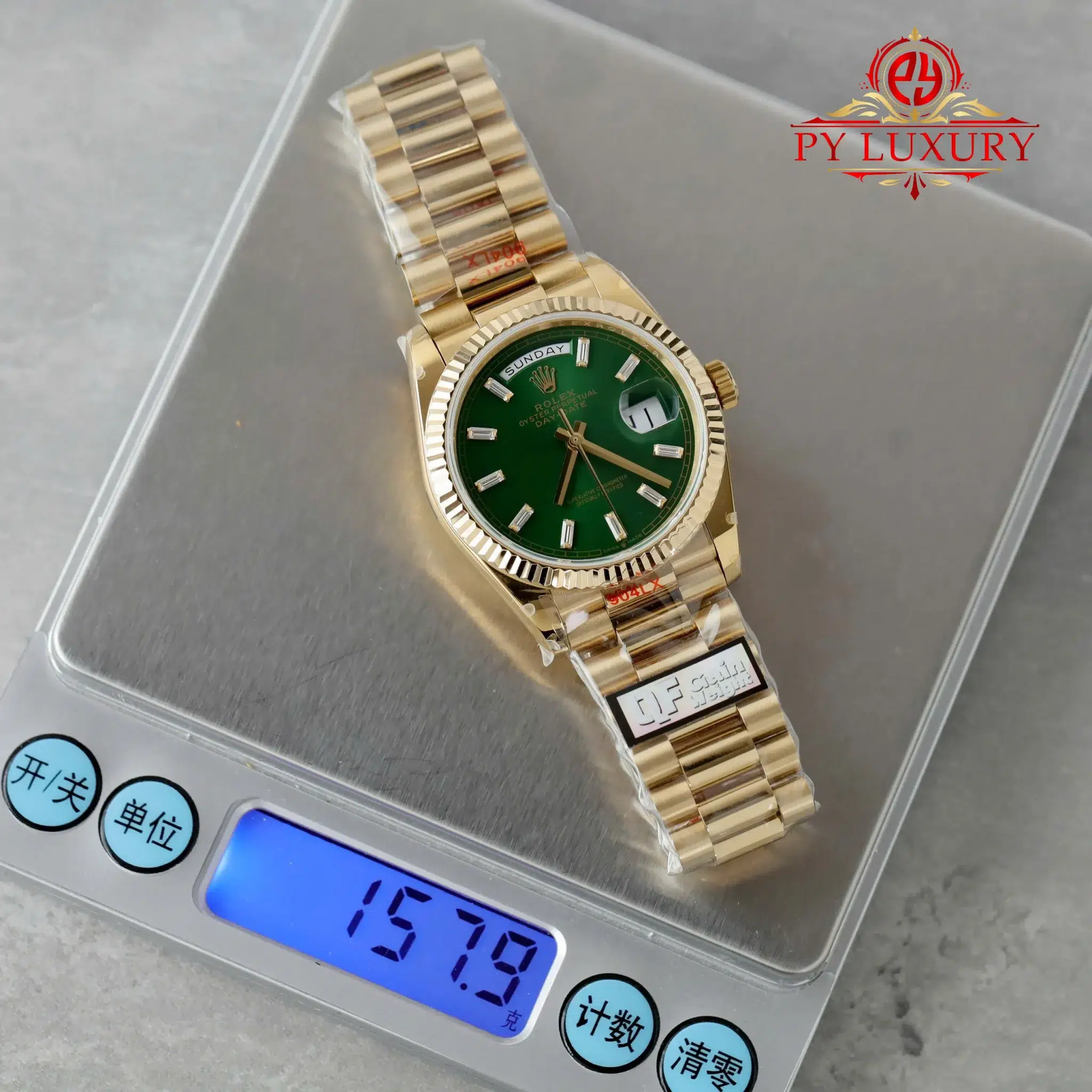 Rolex Day-Date 128238 Yellow Gold Bright Green Diamond-set Dial - 3