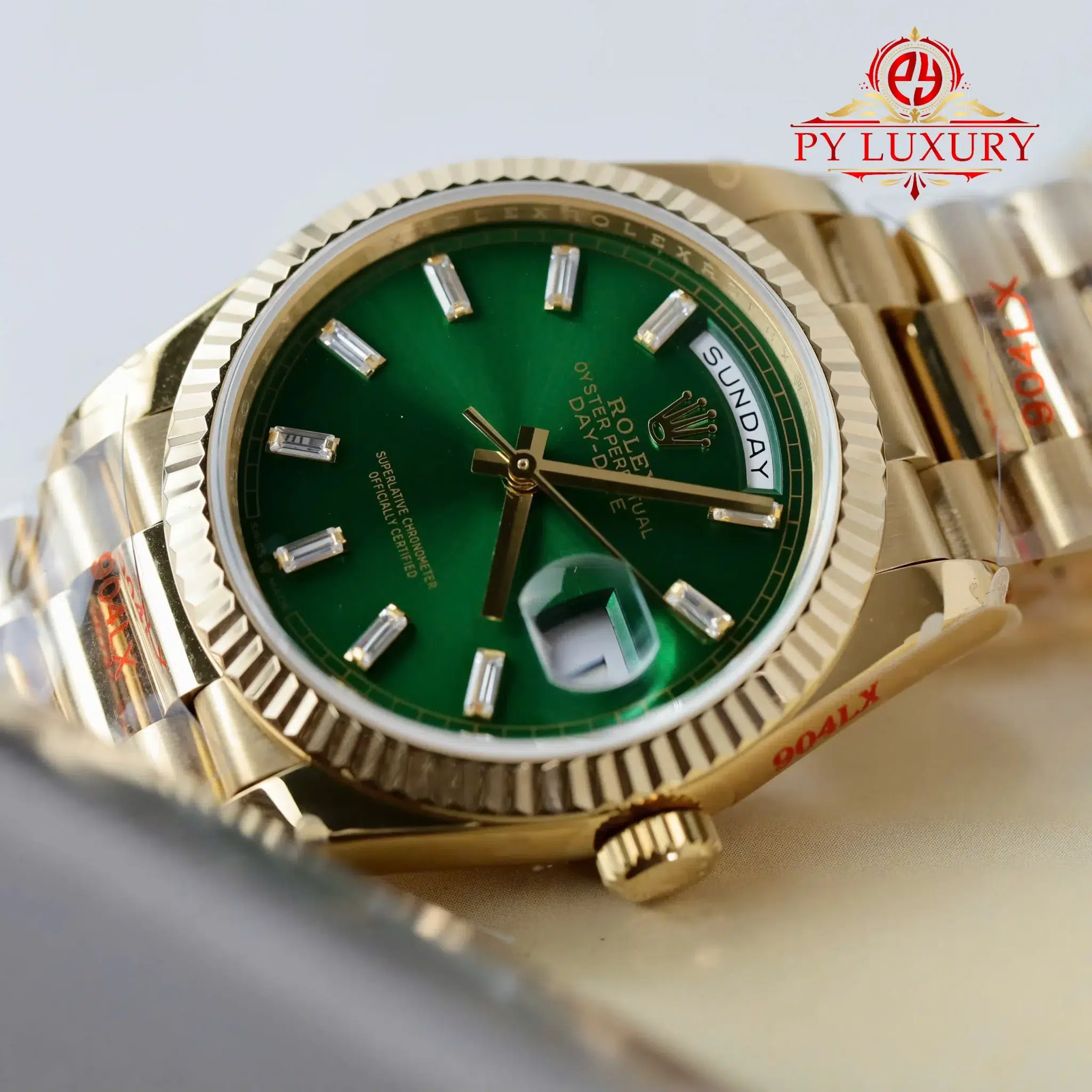 Rolex Day-Date 128238 Yellow Gold Bright Green Diamond-set Dial - 8