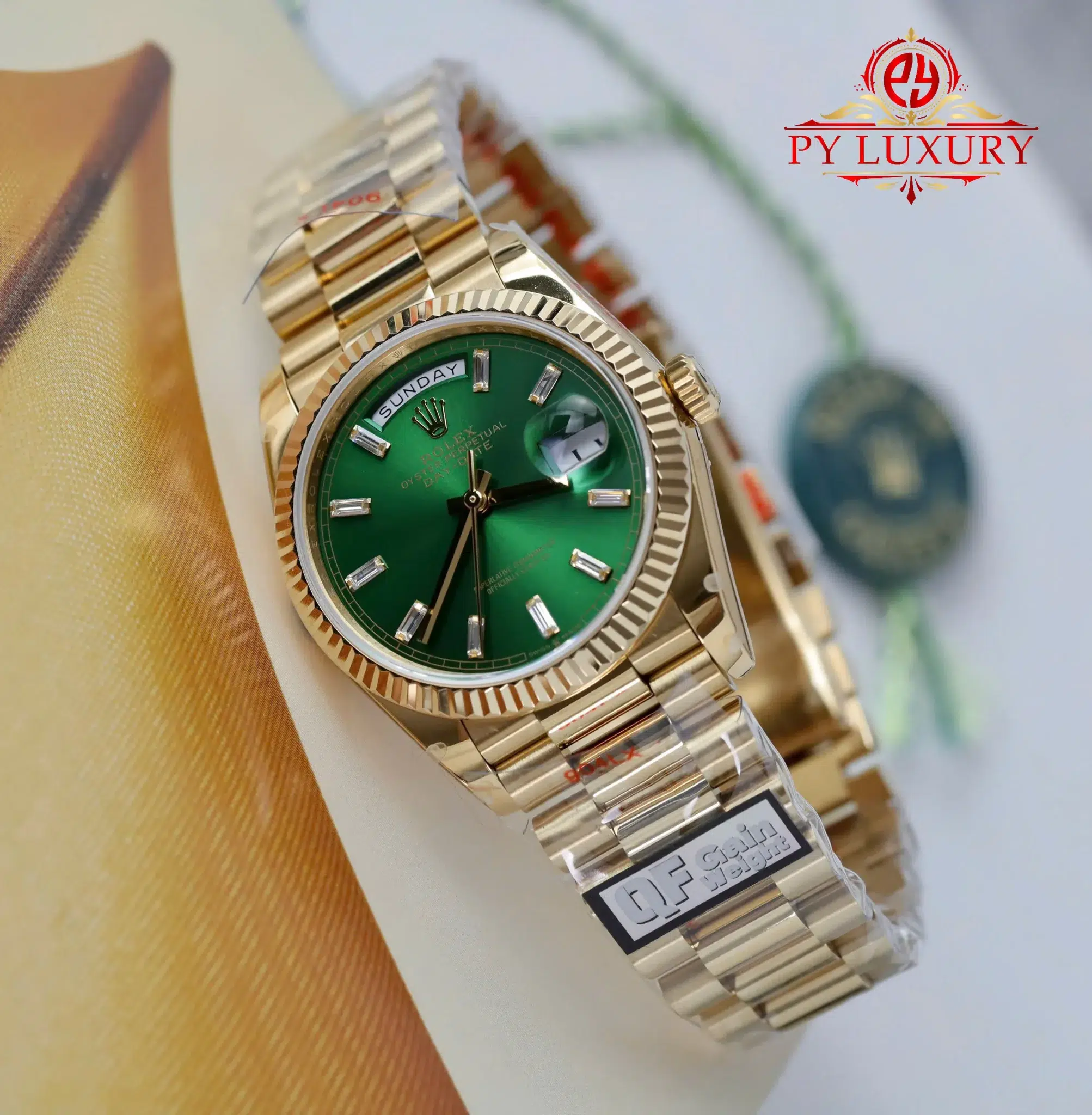 Rolex Day-Date 128238 Yellow Gold Bright Green Diamond-set Dial - 9