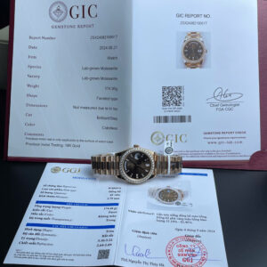 Rolex Day-Date 228345RBR Chocolate Baguette Dial 18K Gold Wrapped Moissanite Bezel 174g GMF V3 40mm