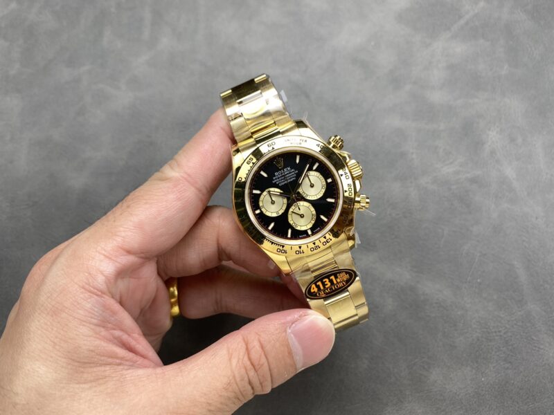 Rolex Daytona 126508-0002 Yellow Gold Black & Champagne-Color Dial 180g Top Quality Replica QF 40mm