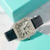 Cartier Santos Dumont Steel Silver Dial Custom Moissanite Case Leather Strap Replica BVF 38mm x 27.5mm