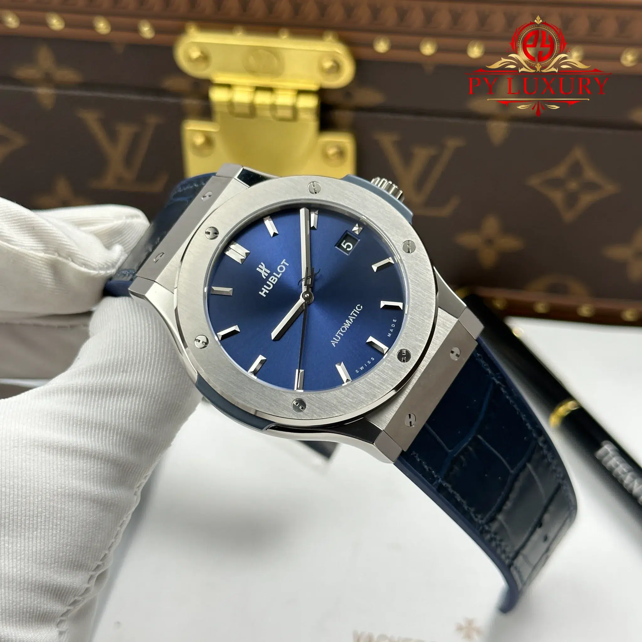 Hublot Classic Fusion Titanium Navy Blue Dial 1 1 Best Replica 45mm JJZ - 4