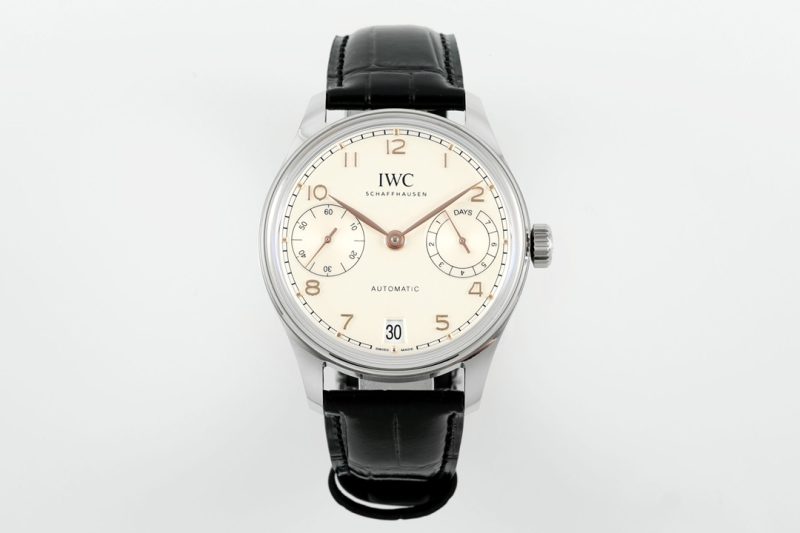 IWC Portugieser IW501701 Steel Silver Dial Black Leather Strap Best Replica