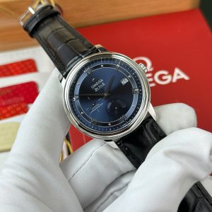 Omega De Ville Prestige Power Reserve Blue Dial Black Leather Strap Best Replica