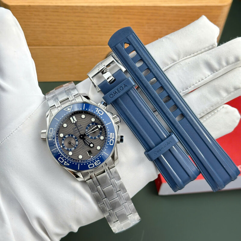 Omega Seamaster Diver 300M Chronograph Grey Dial Blue Ceramic Bezel