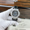 Patek Philippe Nautilus 5712 Blue Dial Baguette Stone Bezel Full Functions PPF Best Replica 40mm