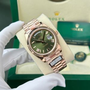 Rolex Day-Date 228235 Rose Gold Olive Green Dial 187g Best Replica