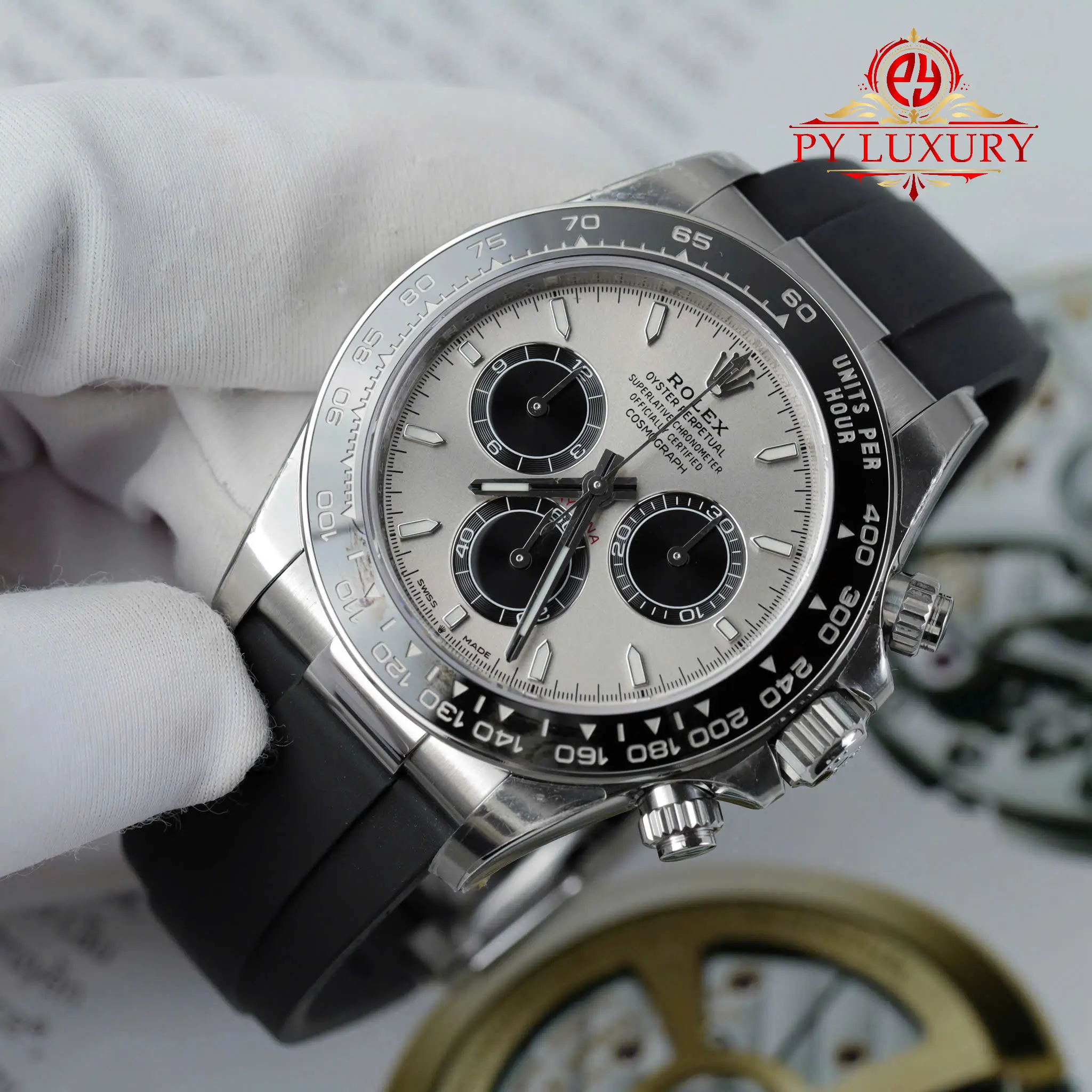 Rolex Daytona 126519-0006 Steel & Bright Black Dial Oysterflex Rubber Strap Best Replica VSF - 7