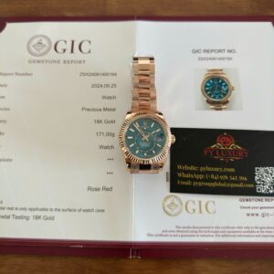 Rolex Sky-Dweller 336935 Blue-Green Index Dial 18K Gold Wrapped Oyster Bracelet Best Replica 42mm