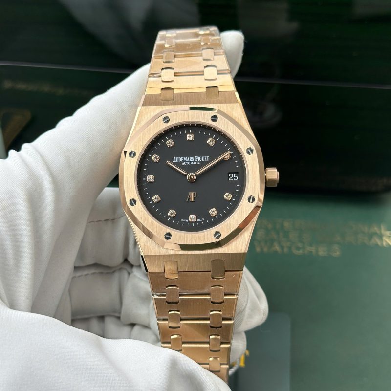 Audemars Piguet Royal Oak Jumbo Extra Thin 15207OR Rose Gold Black Dial Replica