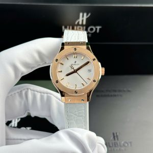 Đồng Hồ Nữ Hublot Classic Fusion King Gold Màu Trắng Dây Da Máy Pin Replica