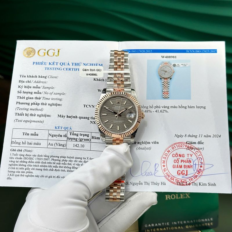 Rolex Datejust 126331 Two Tone Slate Motif Index Dial 18K Everose Gold Wrapped Jubilee Best Replica