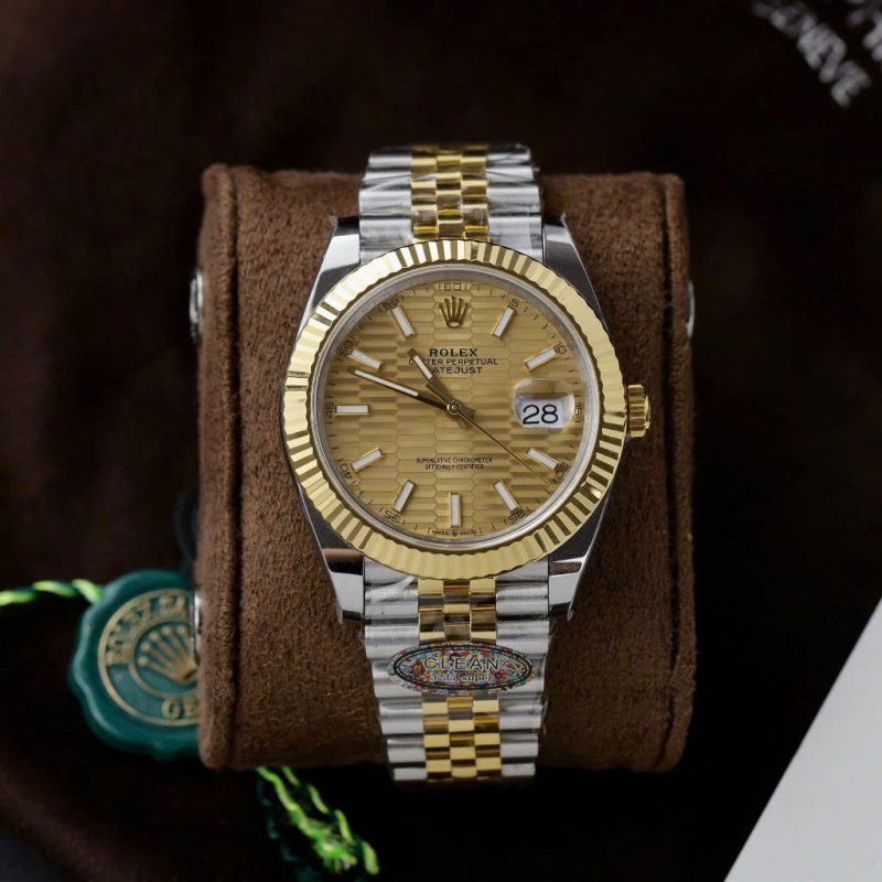 Rolex Datejust 126333 Two Tone Yellow Gold Golden Fluted-Motif Dial Jubilee Best Replica Clean Factory