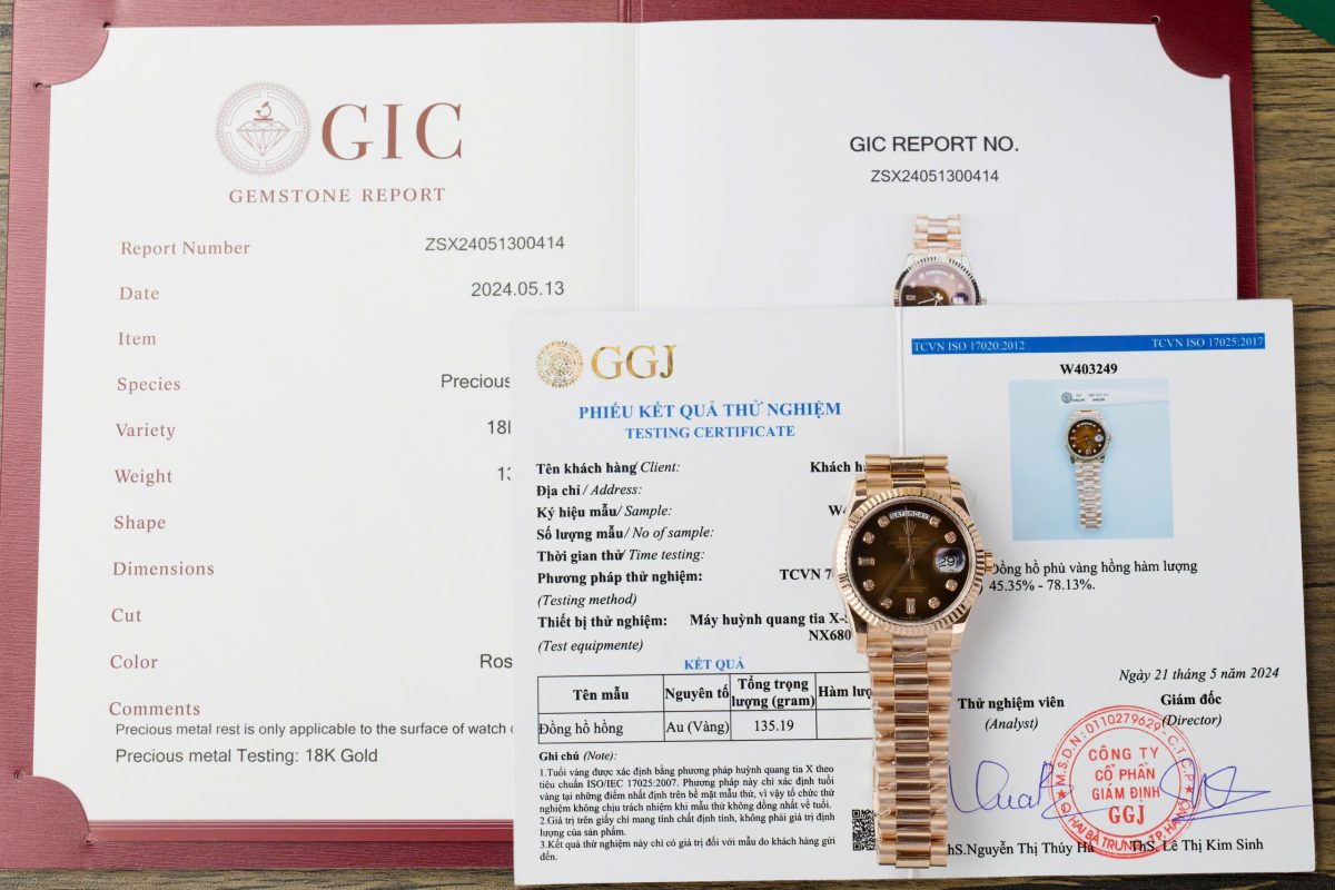 Rolex Day-Date 128235-0037 Brown Ombré Diamond-set Dial 18K Gold Wrapped 1:1 Replica