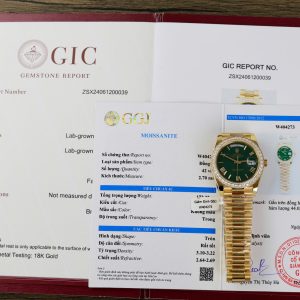 Rolex Day-Date 228348RBR Pastello Green Dial 18k Gold Wrapped Moissanite Bezel 1:1 Replica