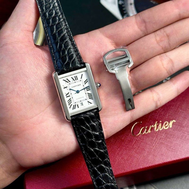 Cartier Tank Solo Extra Large White Dial Leather Strap Best Replica