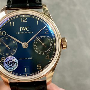 IWC Portugieser IW500713 Rose Gold Blue Dial Leather Strap Best Replica