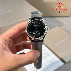 Jaeger-LeCoultre Master Ultra Thin Moon Black Dial Leather Best Replica 39mm JJF