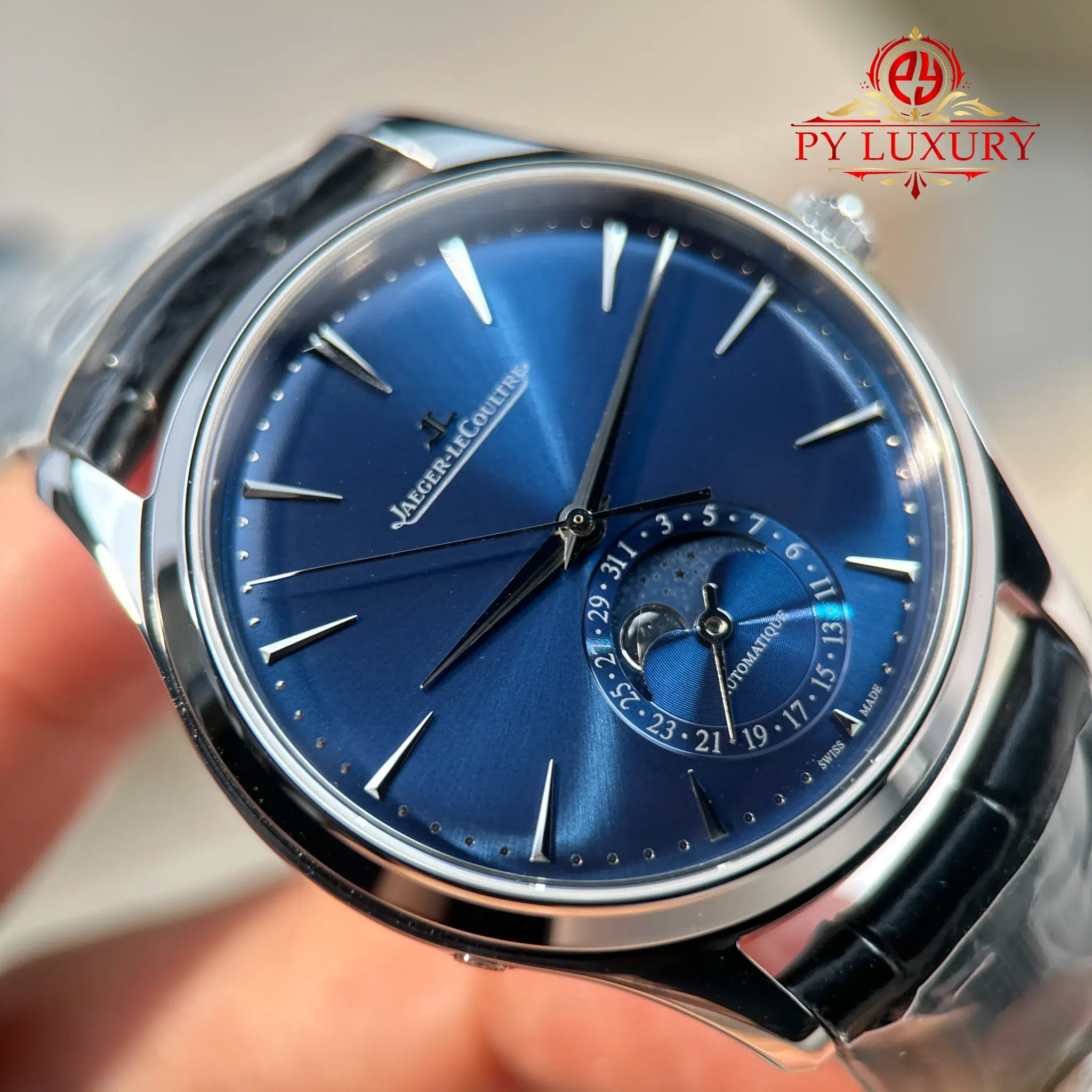 Jaeger-LeCoultre Master Ultra Thin Moon Blue Dial Leather Best Replica 39mm - 6
