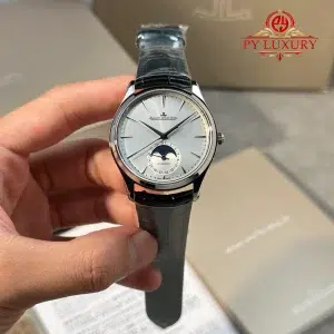 Jaeger-LeCoultre Master Ultra Thin Moon Silver Dial Leather Best Replica 39mm JJF