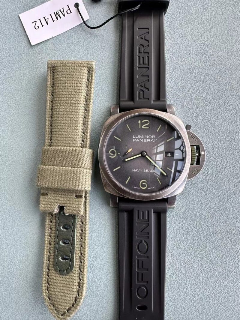 Panerai Luminor Marina Navy Seals PAM01412 Grey Dial Rubber Strap Best Replica