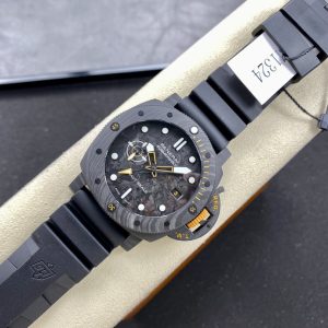 Panerai Submersible GMT Carbotech Navy Seals PAM 1324 Black Carbon Rubber Strap Best Replica