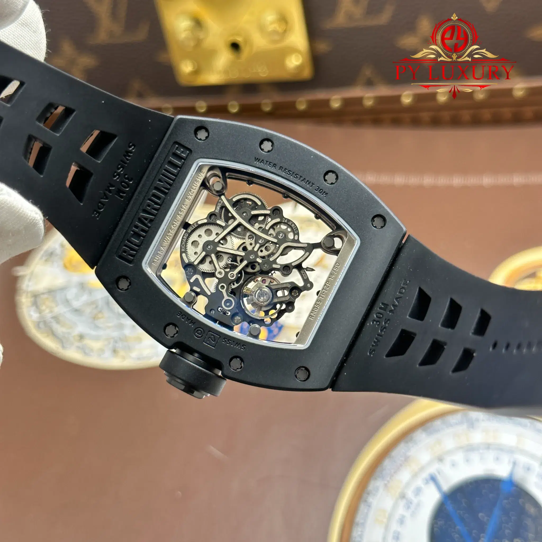 Richard Mille RM055 Bubba Watson All Black Ceramic Rubber Strap - 11