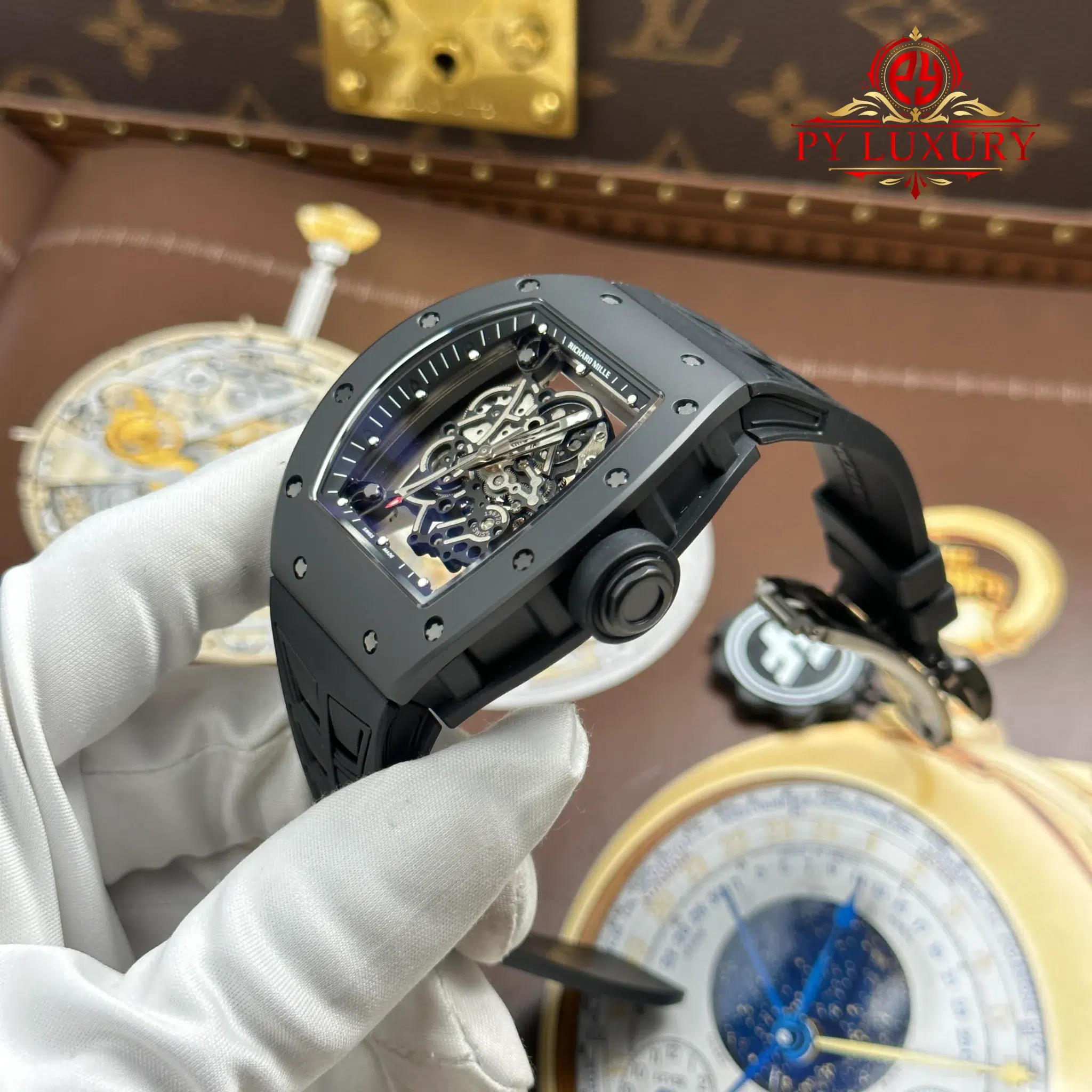 Richard Mille RM055 Bubba Watson All Black Ceramic Rubber Strap - 3