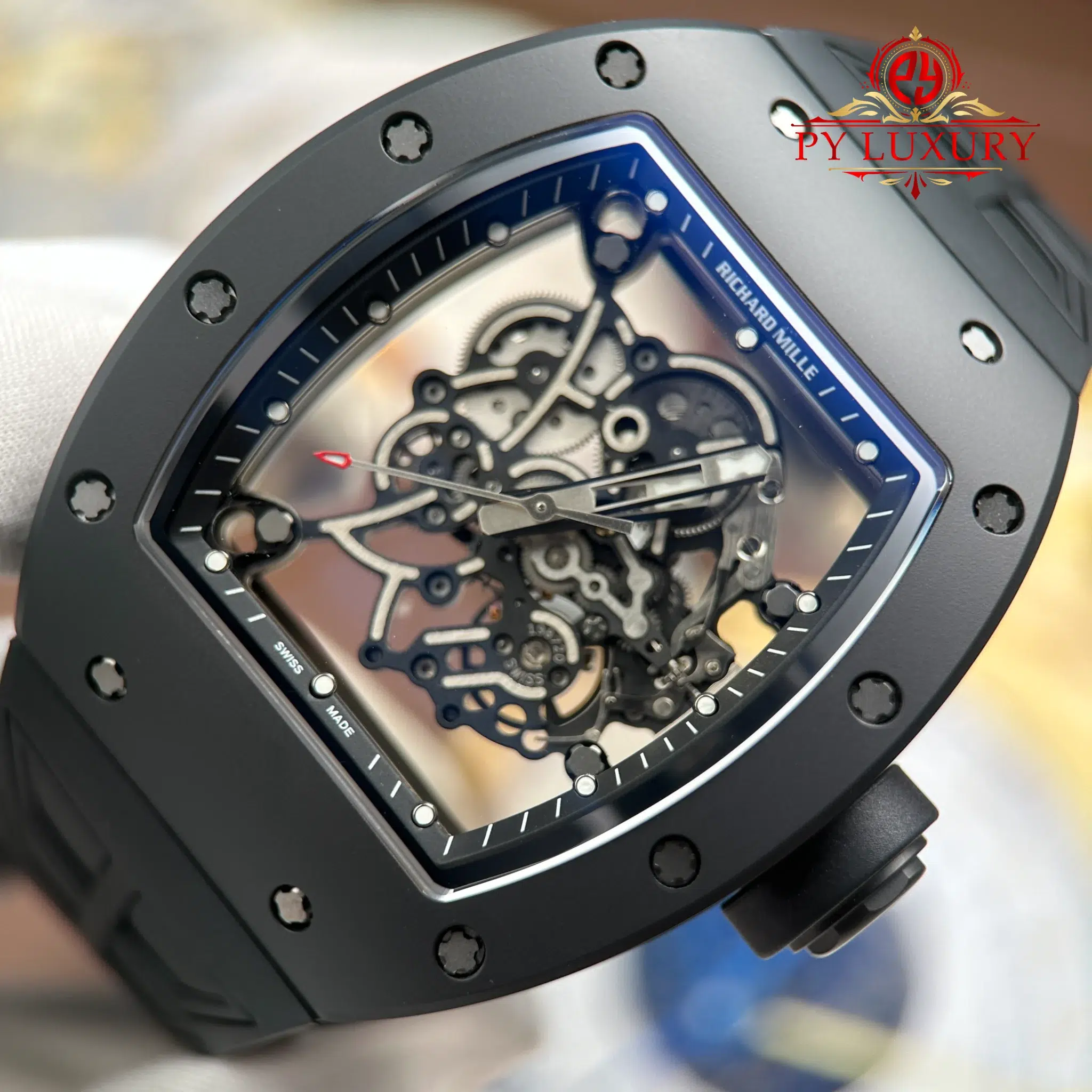 Richard Mille RM055 Bubba Watson All Black Ceramic Rubber Strap - 4