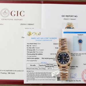 Rolex Day-Date 40 Blue Baguette Dial 18K Rose Gold Wrapped Best Replica