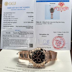 Rolex Daytona 116505-0015 Black Diamond-set Dial 18K Rose Gold Wrapped Oyster Bracelet 1:1 Super Clone