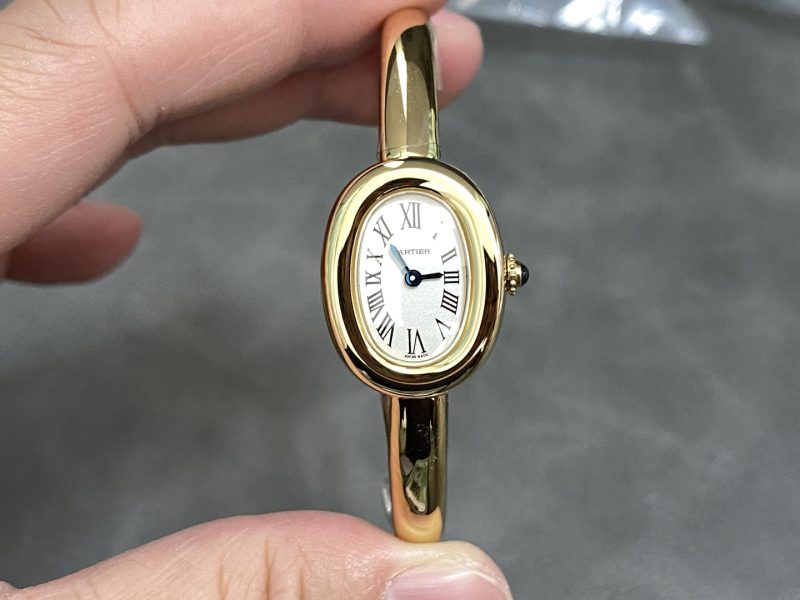 Cartier Baignoire de Cartier Yellow Gold Silver Dial Mini Model Best Replica