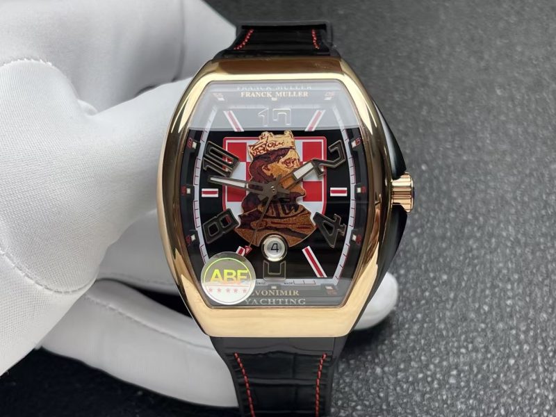 Franck Muller Vanguard V45 Croatia ZVONIMIR Rose Gold Black Dial Leather Strap 1:1 Best Copy