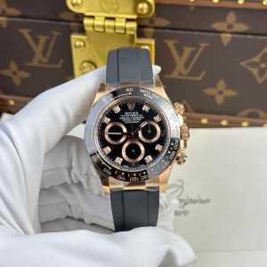 Rolex Cosmograph Daytona 116515LN Rose Gold Black Diamond Dial Oysterflex Strap 1:1 Best Replica