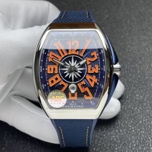 Franck Muller Vanguard Yachting V45 Blue Dial Orange Arabic Numerals Rubber Strap 1:1 Best Replica