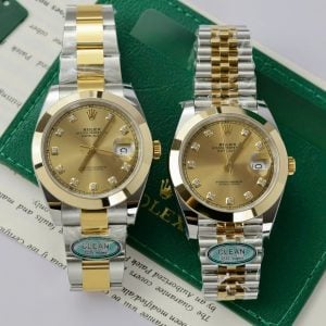 Rolex Datejust 126303 Champagne Diamond Dial Smooth Bezel Two Tone Yellow Gold 1:1 Best Replica