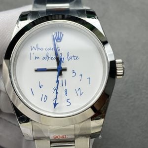 Rolex Datejust Who Cares I'm Already Late Custom Dial Blue Font 1:1 Replica