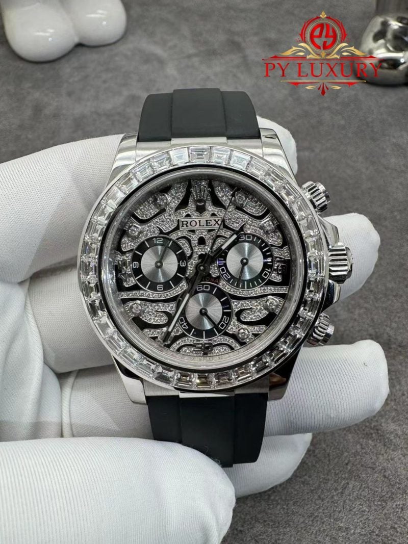 Rolex Daytona 'Eye of the Tiger' 116589TBR Custom Made 1:1 Pure 18K White Gold