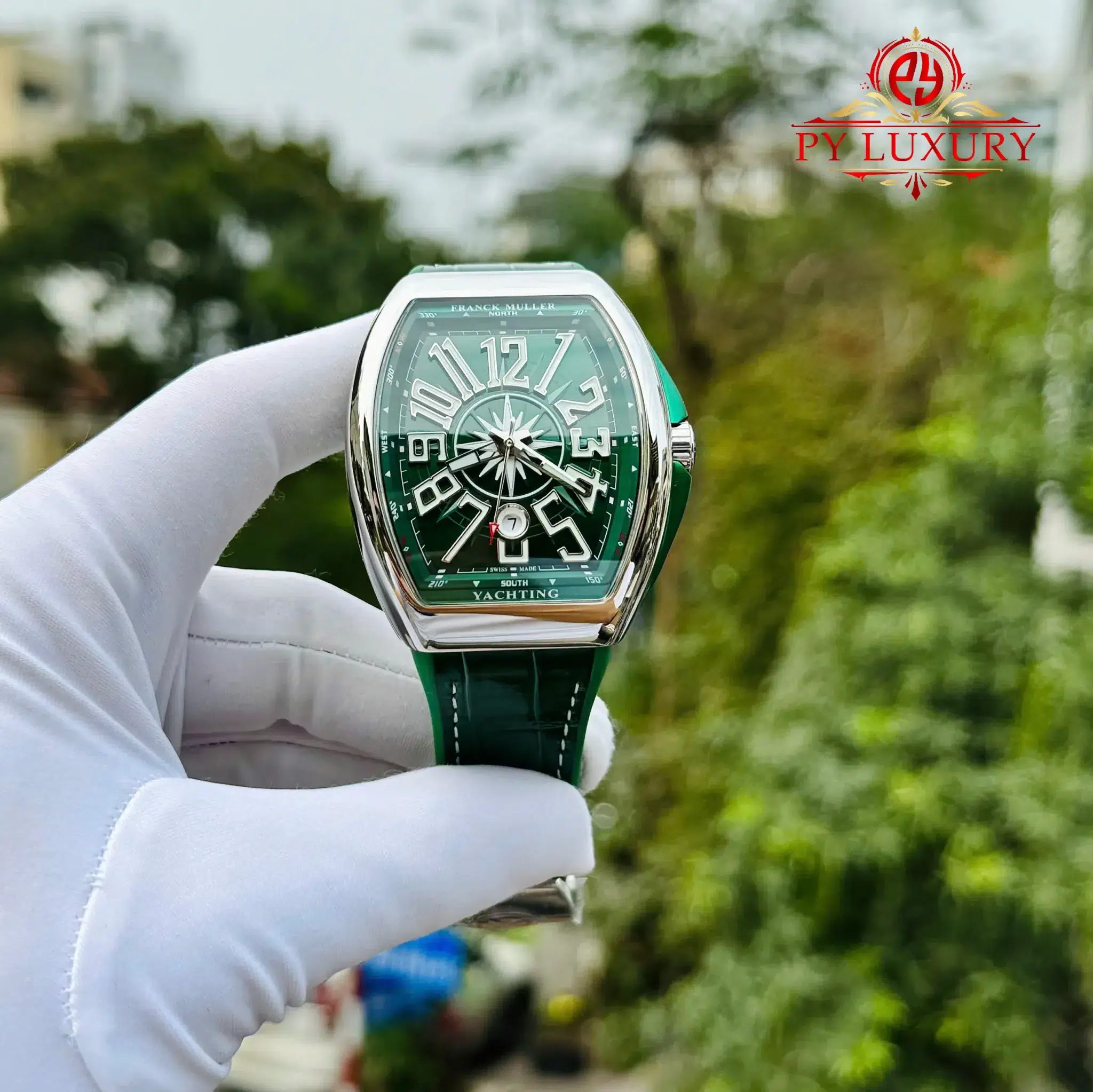 Franck Muller Vanguard Yachting V45 Green - 4 Franck Muller Vanguard V45 Yachting Green Dial Leather Strap 1:1 Replica