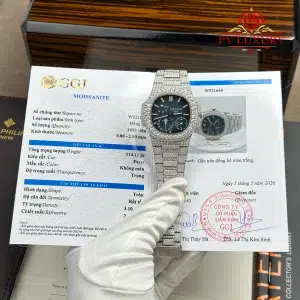 Patek Philippe Nautilus 5712/1A Blue Dial Iced Out Moissanite 1:1 Replica PPF V3 40mm