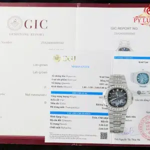Patek Philippe Nautilus 5712/1A Blue Dial Custom Baguette Moissanite 1:1 Best Copy