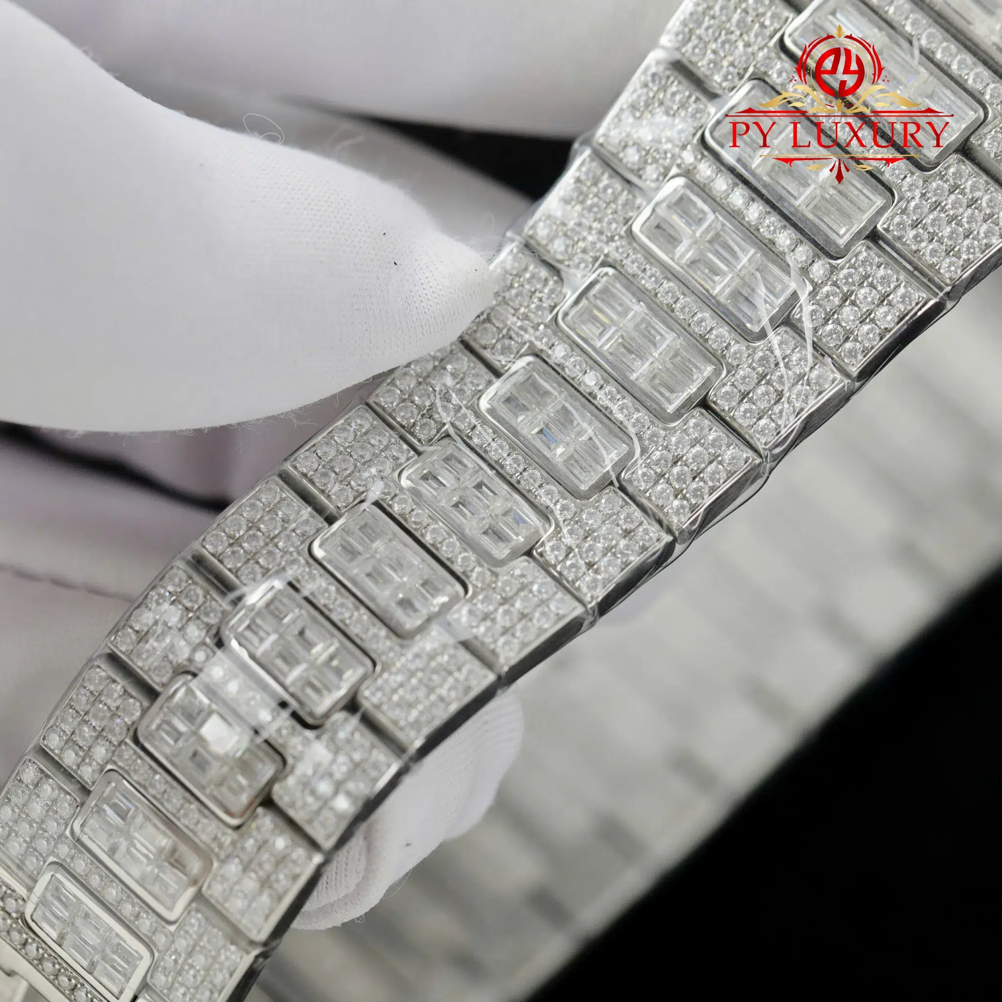 Patek Philippe Nautilus 5712 Blue Dial Custom Baguette Moissanite - 10